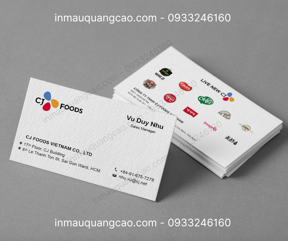 Mẫu card visit cty CJ FOOD đẹp - in card visit Bình Dương TPHCM